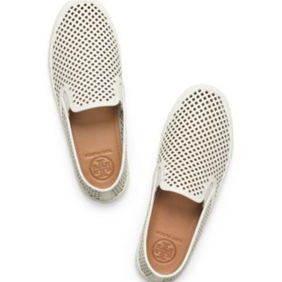 Tory Burch Shoes - Tory Burch Jesse White Leather Perforated Casual  Slip on Shoes Sneakers 8